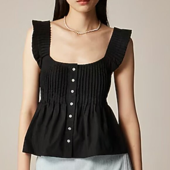 J. Crew Tops - J.‎ Crew Women's Pintuck Peplum Top Black XS